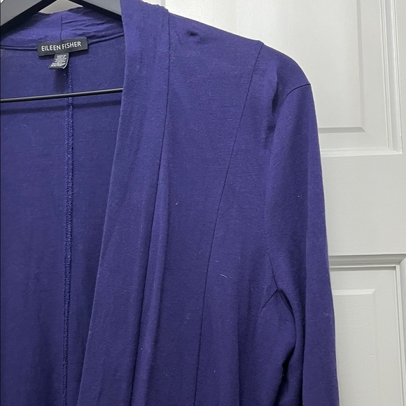 Eileen Fisher Deep Purple Viscose Blend Open Front Cardigan - Size XS - Picture 12 of 16